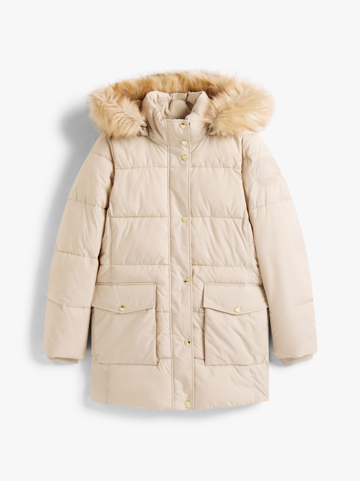 Hooded Puffer Coat — Classic Beige
