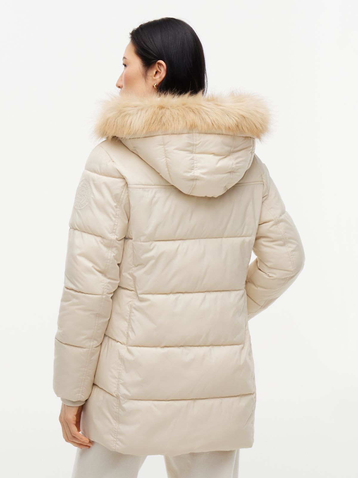Hooded Puffer Coat — Classic Beige