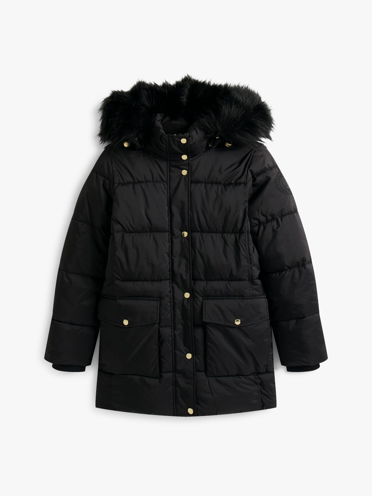 Hooded Puffer Coat — Black