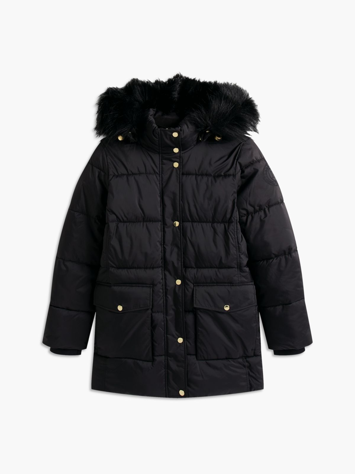 Hooded Puffer Coat — Black