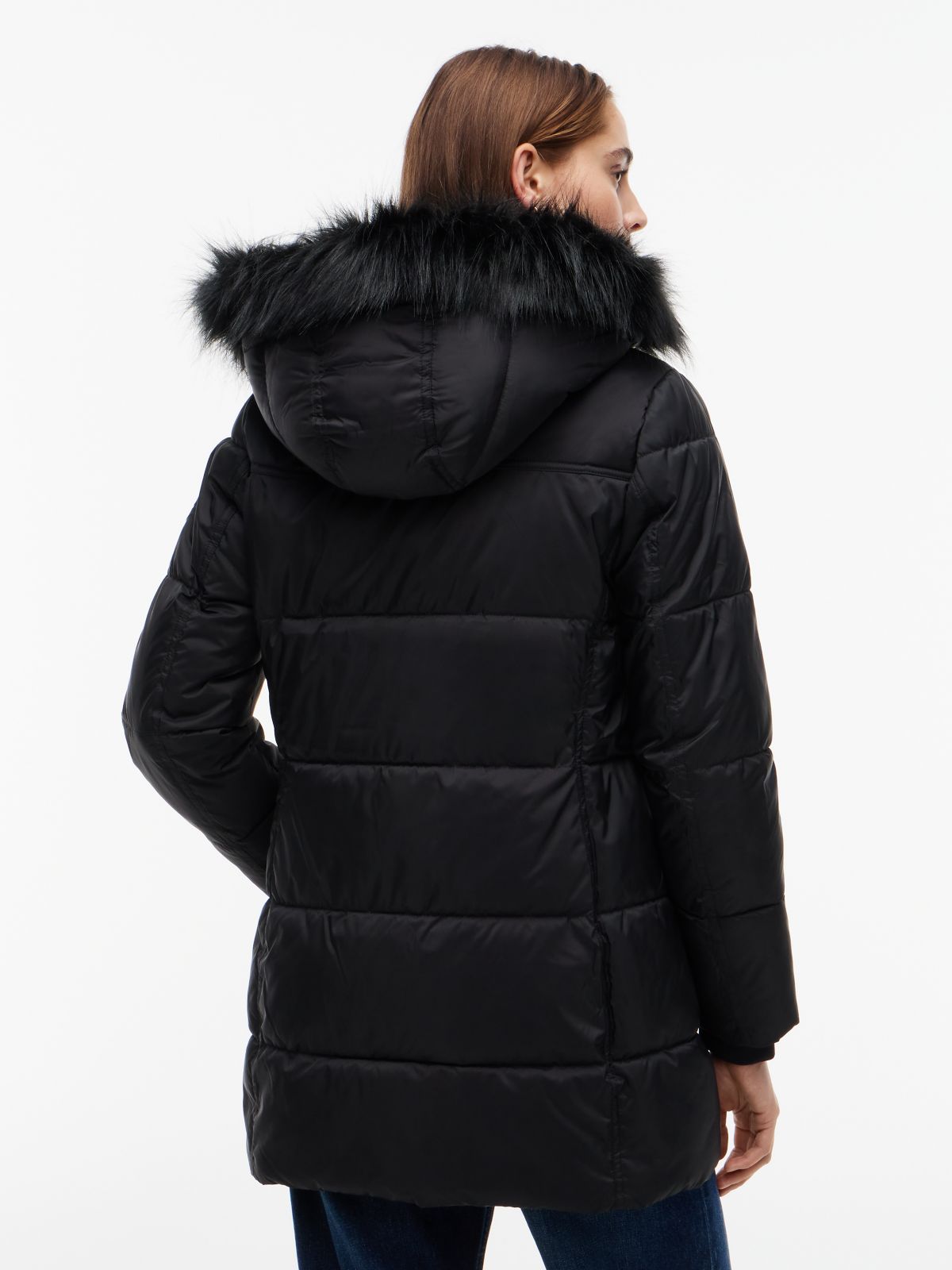 Hooded Puffer Coat — Black