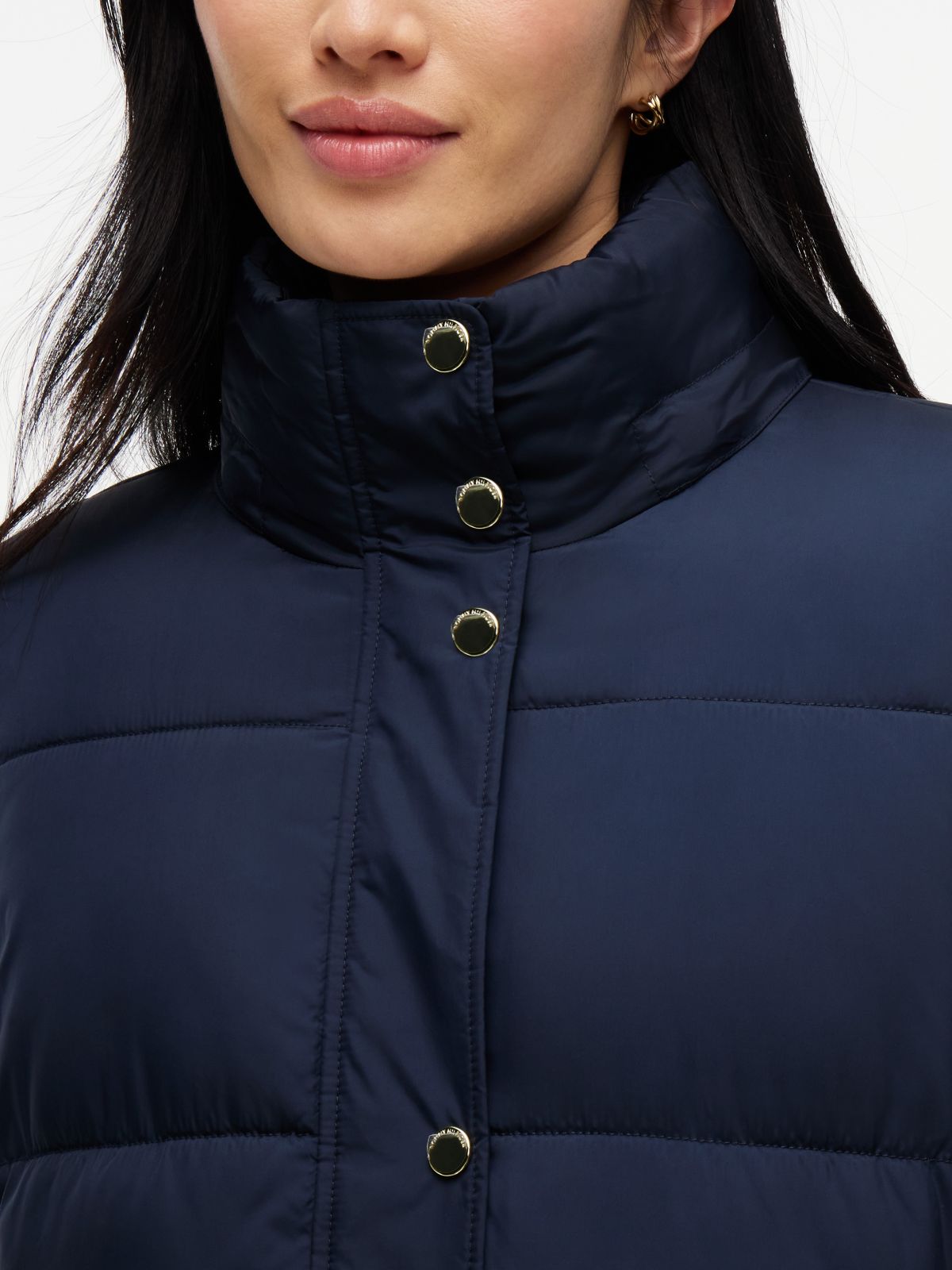Hooded Puffer Coat — Navy Blue