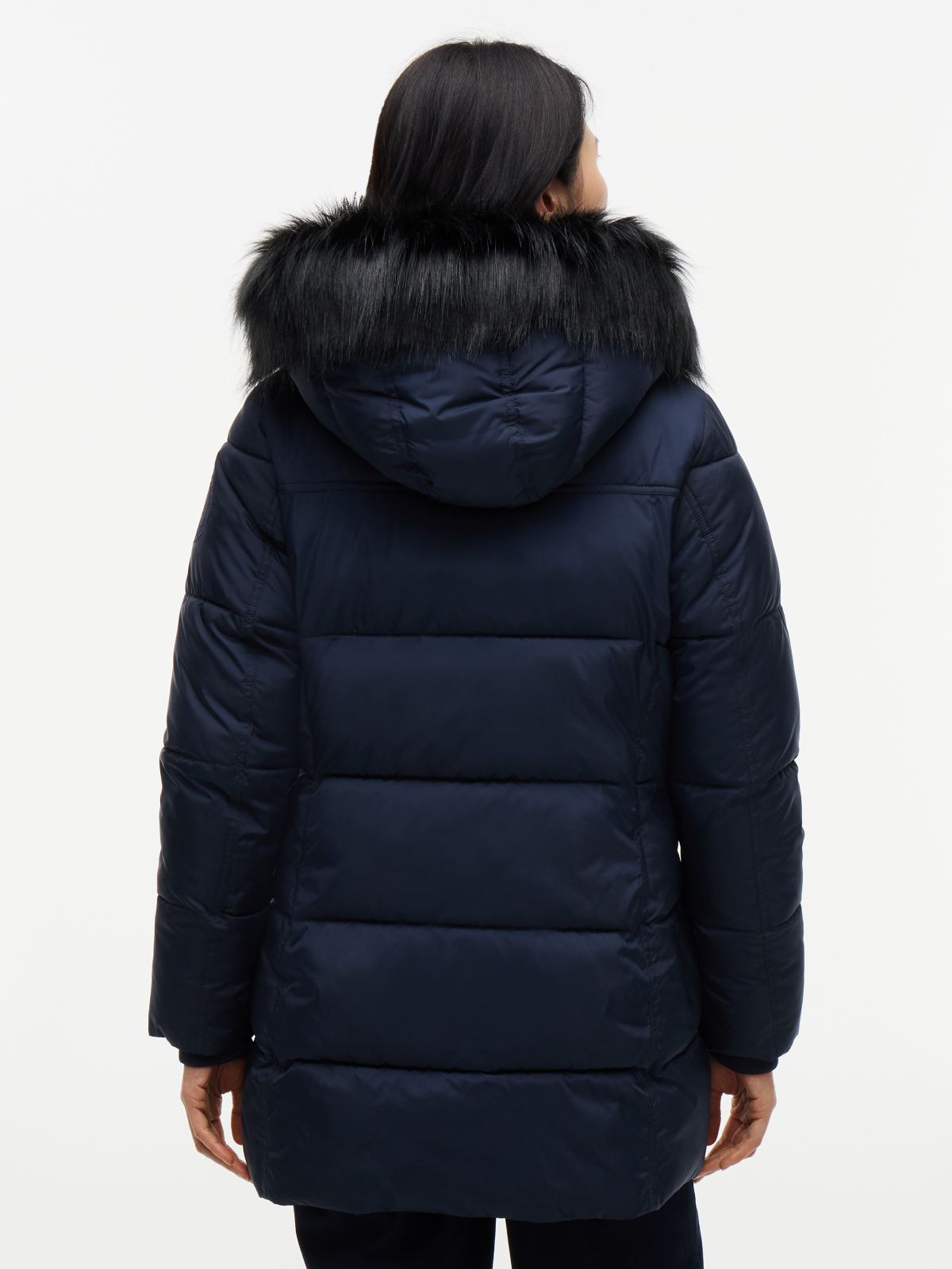 Hooded Puffer Coat — Navy Blue