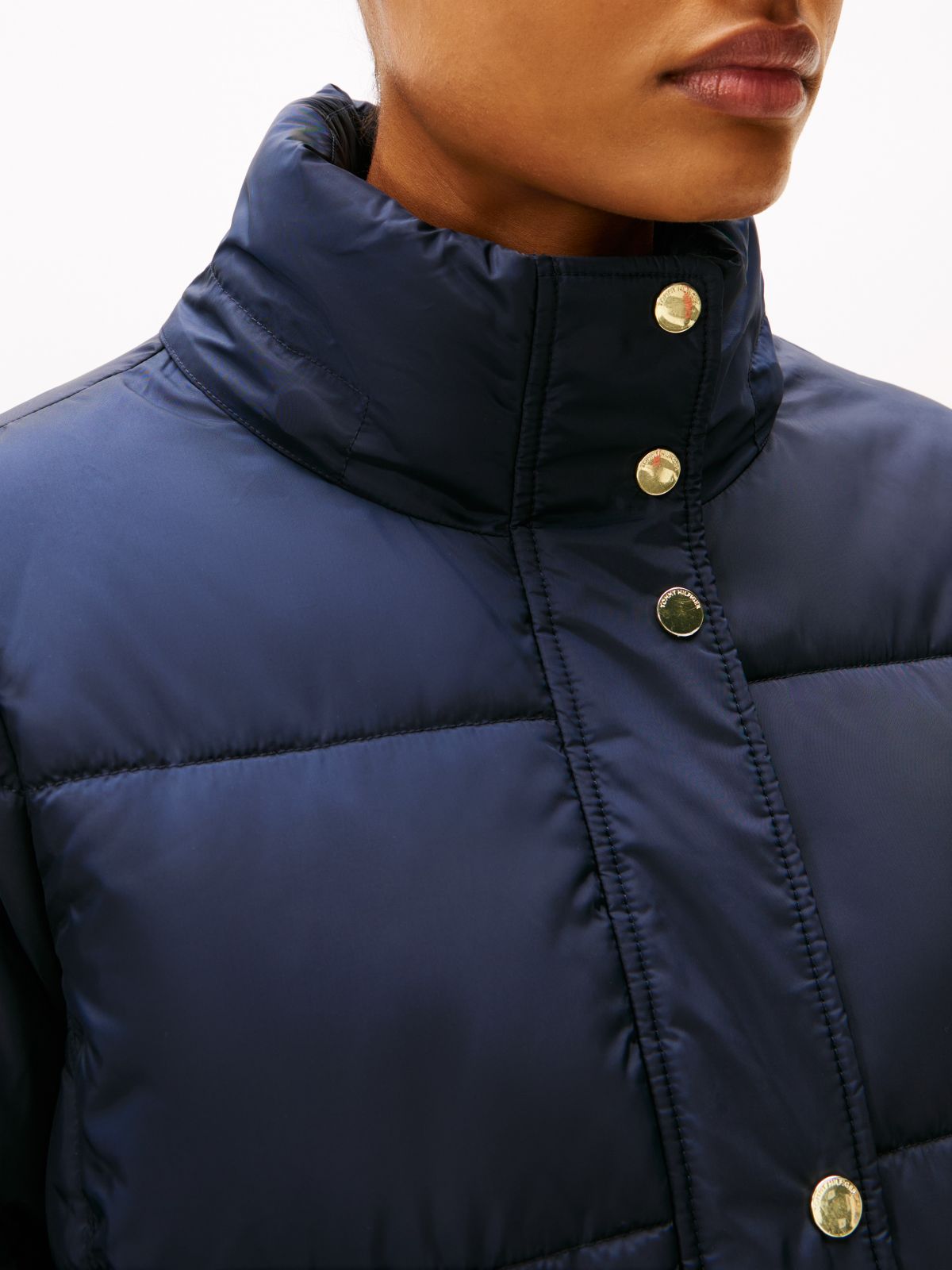 Hooded Puffer Coat — Navy Blue