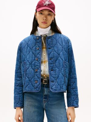 Quilted Denim Barn Jacket, Dark Med Wash
