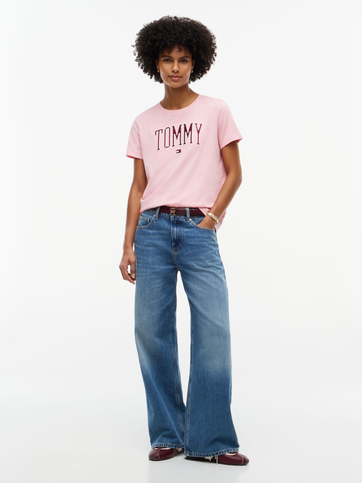 Varsity Tommy Logo T-Shirt — Pink