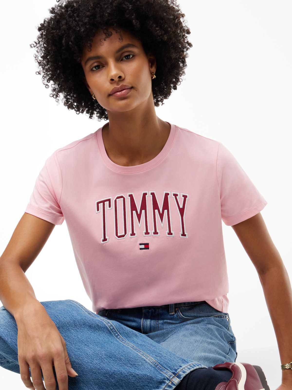 Varsity Tommy Logo T-Shirt — Pink
