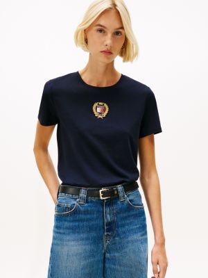 Embroidered Laurel Leaf Logo T-Shirt, Navy Blue
