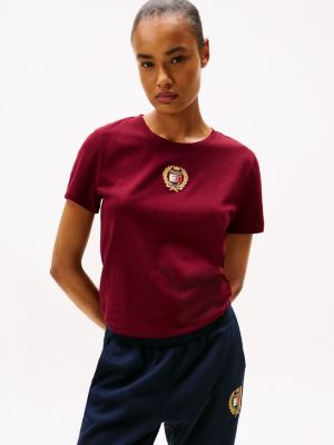 Embroidered Laurel Leaf Logo T-Shirt, Burgundy