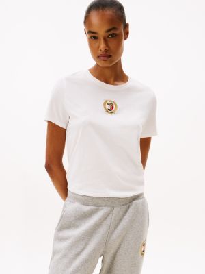 Embroidered Laurel Leaf Logo T-Shirt, Ecru