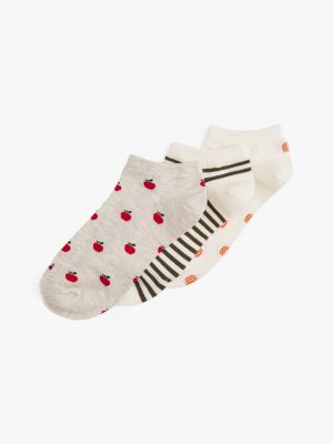 Multiprint Ankle Sock 3-Pack, Light Beige Heather / Multi