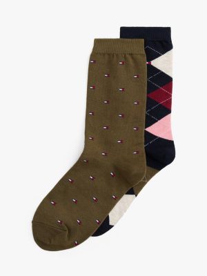 Argyle and Flag Trouser Sock 2-Pack, Navy / Multi