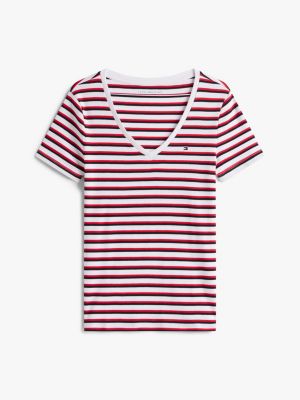 Женские футболки Tommy Hilfiger V-Neck Stripe Favorite T-Shirt — фото 5