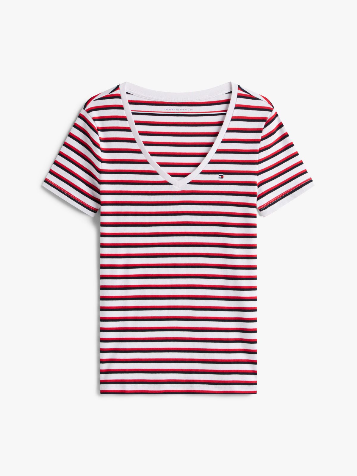 V-Neck Stripe Favorite T-Shirt — Optic White