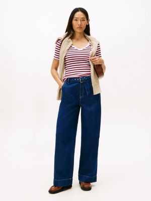 Женские футболки Tommy Hilfiger V-Neck Stripe Favorite T-Shirt — фото 3