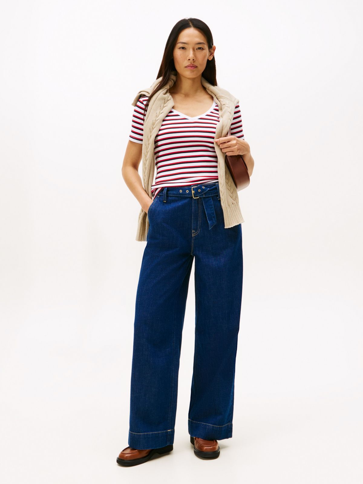 V-Neck Stripe Favorite T-Shirt — Optic White