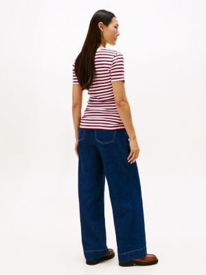 Женские футболки Tommy Hilfiger V-Neck Stripe Favorite T-Shirt — фото 4