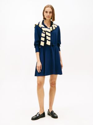 Fluid Crepe Belted Mini Shirtdress, Carbon Navy