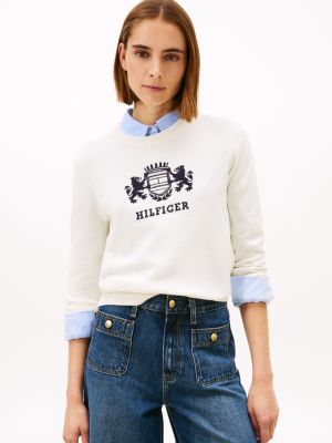 Hilfiger Crest Logo Sweater, Ivory