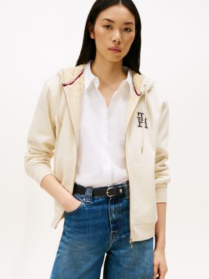 Plush-Lined Fleece Zip Hoodie, Country Ivory Heather