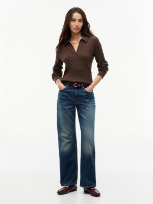 Женские свитеры Tommy Hilfiger Open Placket Cable Knit Sweater Polo — фото 2
