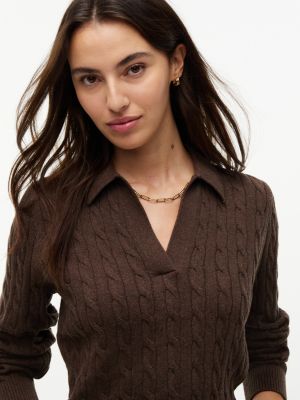 Open Placket Cable Knit Sweater Polo | Tommy Hilfiger