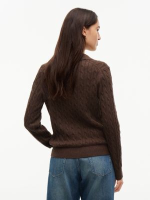 Женские свитеры Tommy Hilfiger Open Placket Cable Knit Sweater Polo — фото 4