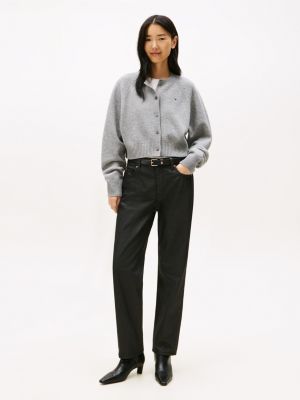 High-Rise Classic Straight Jean, Coated Black