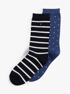Stripe and Dot Trouser Sock 2-Pack, Fossil Blue / Multi