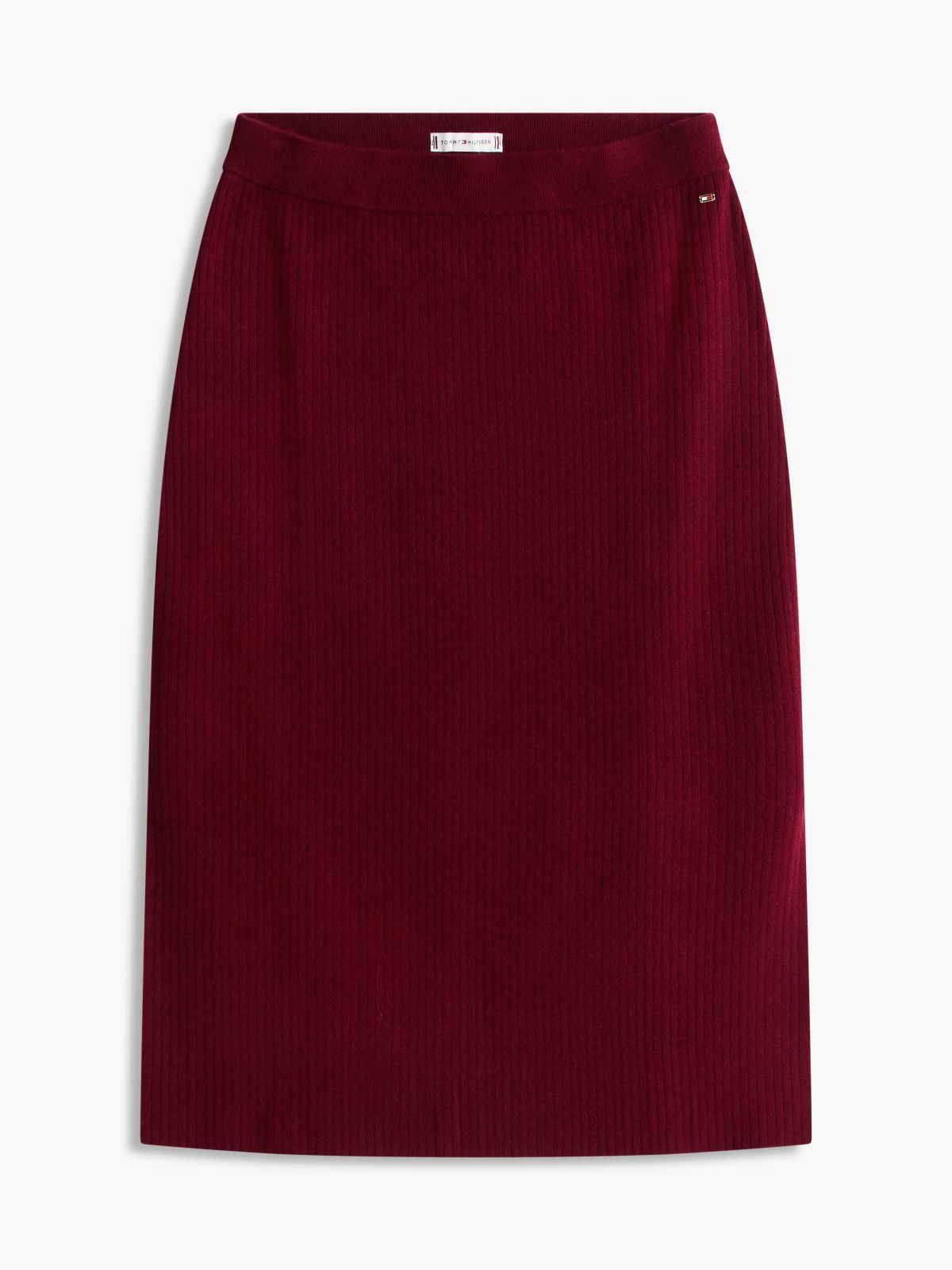 Lightweight Rib-Knit Midi Skirt — Burgundy