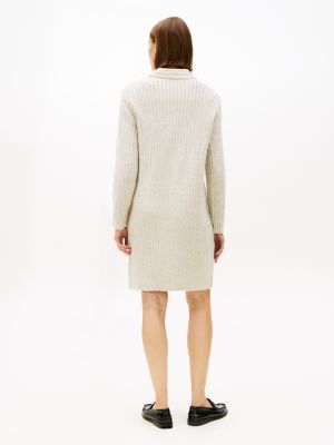 Tommy Hilfiger Women's Shimmer Cable Knit Sweater Dress - Beige - XXL