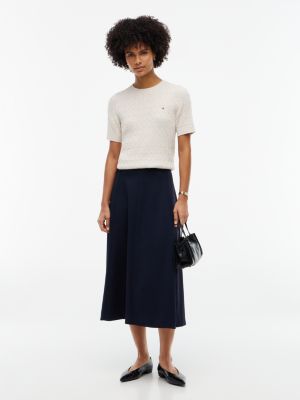 Женский свитер Tommy Hilfiger Short-Sleeve Cable Knit Shimmer, цвет: Бежевый — фото 2