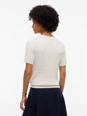 Женский свитер Tommy Hilfiger Short-Sleeve Cable Knit Shimmer, цвет: Бежевый — фото 4