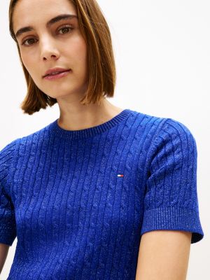 ウェア tomo Short-Sleeve Cable Knit Shimmer Sweater | Tommy Hilfiger USA