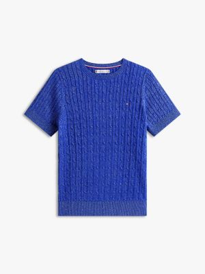 ウェア tomo Short-Sleeve Cable Knit Shimmer Sweater | Tommy Hilfiger USA