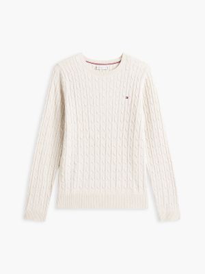 Женский свитер Tommy Hilfiger Cable Knit Shimmer, цвет: Бежевый — фото 6