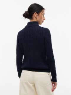 Cable Knit Turtleneck Sweater — Navy 4