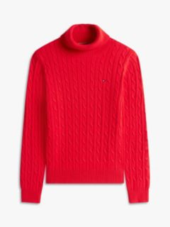 Cable Knit Turtleneck Sweater — Deep Crimson 5