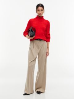 Cable Knit Turtleneck Sweater — Deep Crimson 2