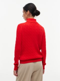 Cable Knit Turtleneck Sweater — Deep Crimson 4