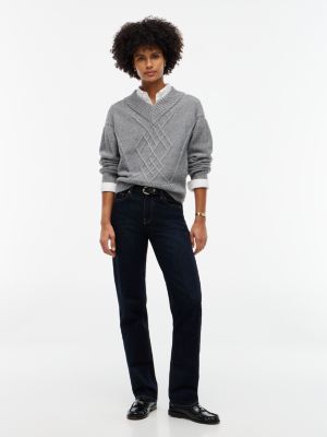 Женский свитер Tommy Hilfiger Cable Knit Shimmer V-Neck, цвет: Средний серый меланжевый — фото 2