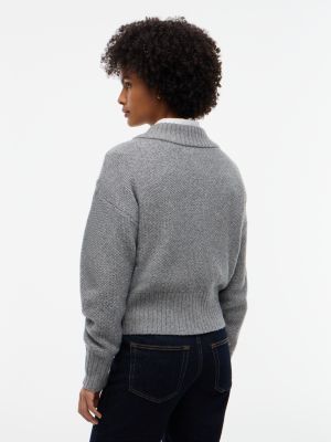 Женский свитер Tommy Hilfiger Cable Knit Shimmer V-Neck, цвет: Средний серый меланжевый — фото 4