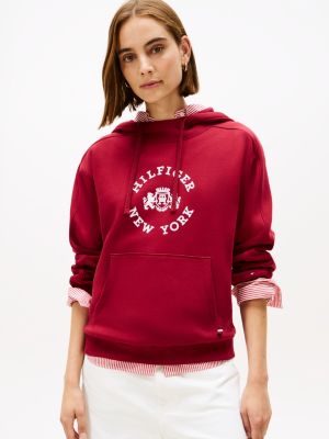 Hilfiger Circle Logo Fleece Hoodie, Rouge