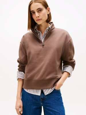 Fleece Quarter-Zip Sweatshirt, Hot Coco