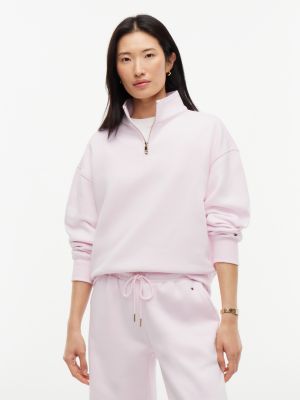 Tommy Hilfiger Women's Fleece Quarter-Zip Sweatshirt - Light Pink - XXS