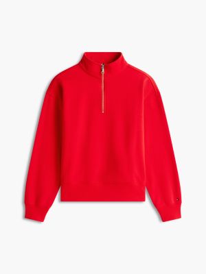 Женская толстовка Tommy Hilfiger Fleece Quarter-Zip, цвет: Глубокий малиновый — фото 6