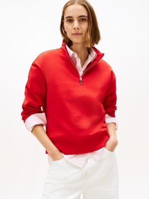 Fleece Quarter-Zip Sweatshirt, Deep Crimson