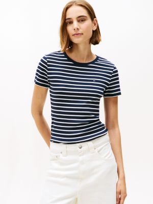 Stripe Crewneck Favorite T-Shirt, Navy