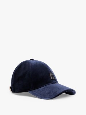 Monogram Logo Velvet Baseball Cap, Space Blue