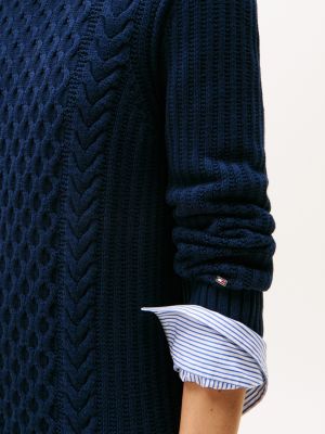 Tommy Hilfiger Women's Cable Knit Sweater Dress - Navy - S